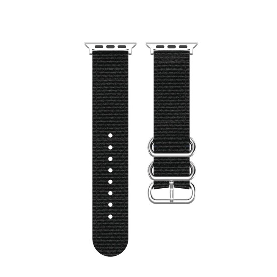 Nylon Canvas Smart Watch Replacement Strap priekš Apple Watch 38 / 40 / 41 mm - Melns - neilona siksniņas (jostas) pulksteņiem