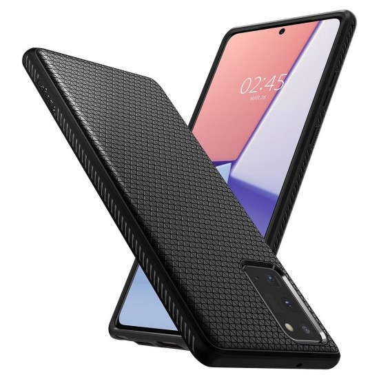 Spigen Liquid Air Back Case priekš Samsung Galaxy Note 20 N980 - Melns - silikona aizmugures apvalks  / bampers-vāciņš