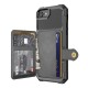 Leather Coated TPU Back Case with Card Holder Built-in Magnetic Sheet priekš Apple iPhone 7 / 8 / SE2 (2020) / SE3 (2022) - Melns - silikona aizmugures apvalks ar kabatiņu un iebūvētu magnētu / bampers-vāciņš