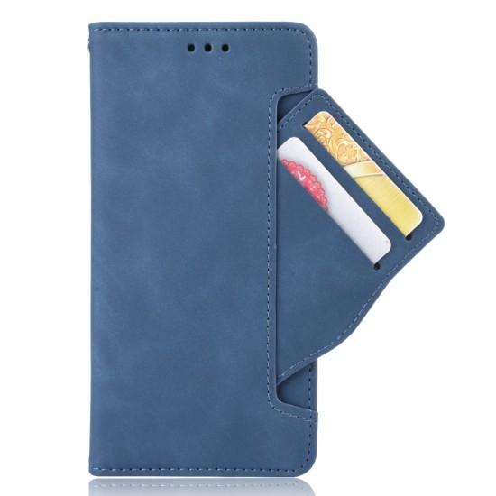 Leather Protector Book Case with Multiple Card Slots priekš Nokia 1.3 - Zils - sāniski atverams maciņš ar stendu un vairākām kabatiņām