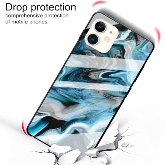 Marble Texture Glass Back Case priekš Apple iPhone 11 - Style C - stikla aizmugures apvalks / bampers-vāciņš