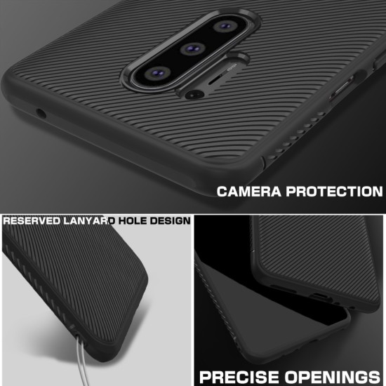 Twill Texture Silicone Mobile Phone Cover Shell priekš OnePlus 8 Pro - Melns - triecienizturīgs silikona aizmugures apvalks / bampers-vāciņš
