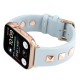 Genuine Leather Watchband with Rose Gold Fastener priekš Apple Watch 42 / 44 / 45 mm / Ultra 49 mm - Gaiši Zils - dabīgās ādas siksniņa priekš pulksteņiem ar saspraudi