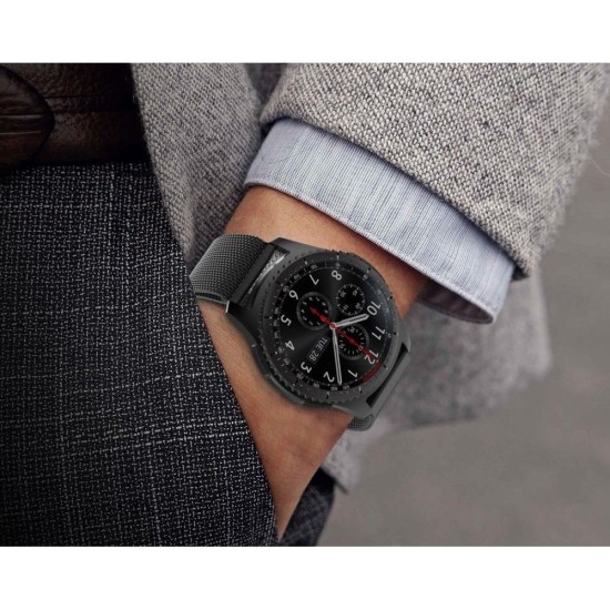 22mm Tech-Protect Magnetic Milanese Metal Watch Band - Чёрный - ремешок для умных часов из нержавеющей стали с магнитом