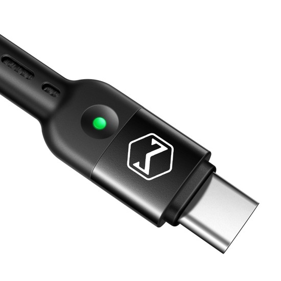 Mcdodo 1.8M Omega CA-6420 3A USB to Type-C cable - Melns - USB-C spirālveida lādēšanas un datu kabelis / vads