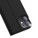 Dux Ducis Skin Pro series priekš Apple iPhone 12 mini - Melns - sāniski atverams maciņš ar magnētu un stendu