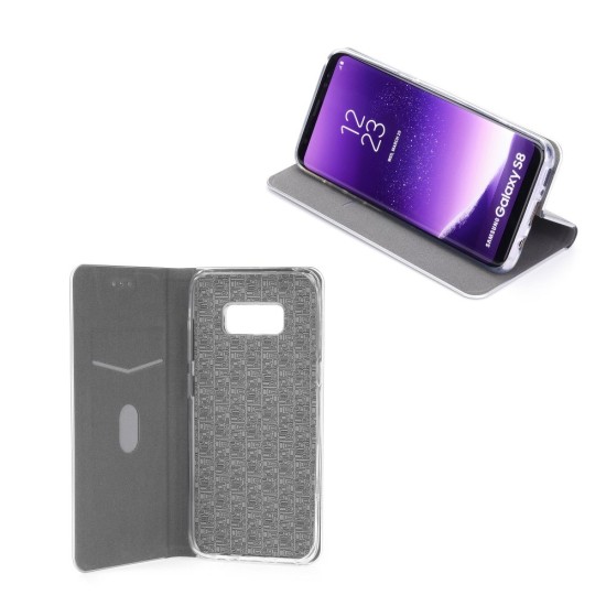 Luna Book Silver Case priekš Samsung Galaxy S21 Ultra G998 - Sarkans - sāniski atverams maciņš ar magnētu stendu / grāmatveida maks