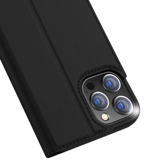 Dux Ducis Skin Pro series priekš Apple iPhone 12 Pro Max - Melns - sāniski atverams maciņš ar magnētu un stendu