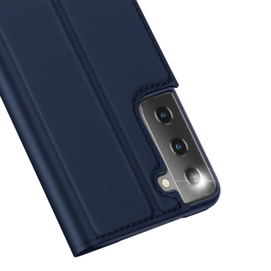 Dux Ducis Skin Pro series priekš Samsung Galaxy S21 G991 - Tumši Zils - sāniski atverams maciņš ar magnētu un stendu