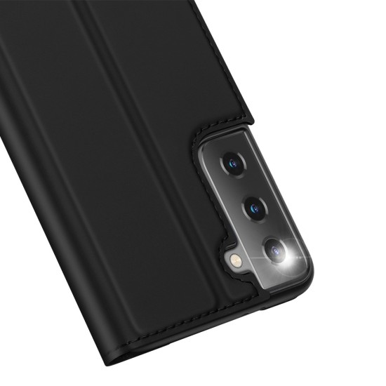 Dux Ducis Skin Pro series priekš Samsung Galaxy S21 Plus G996 - Melns - sāniski atverams maciņš ar magnētu un stendu