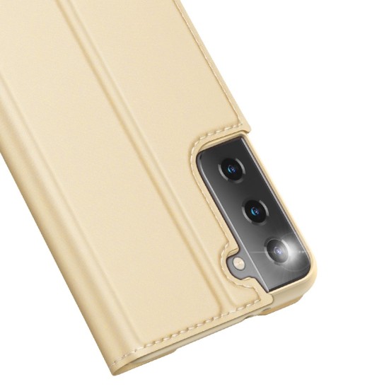 Dux Ducis Skin Pro series priekš Samsung Galaxy S21 Plus G996 - Zelts - sāniski atverams maciņš ar magnētu un stendu