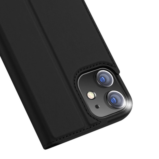 Dux Ducis Skin Pro series priekš Apple iPhone 12 / 12 Pro - Melns - sāniski atverams maciņš ar magnētu un stendu