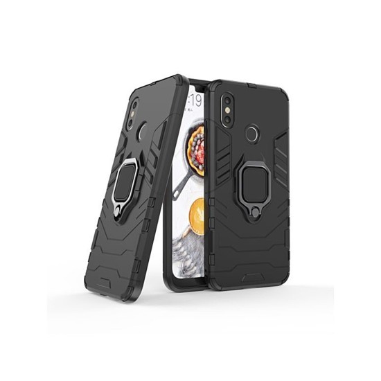 Defender Armor Back Case with Ring priekš Samsung Galaxy A02s A025F - Melns - triecienizturīgs silikona aizmugures apvalks ar gredzenu / bampers-vāciņš