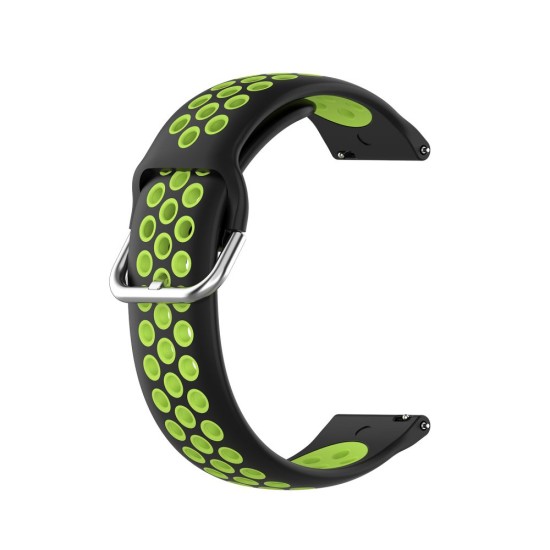 22mm Tech-Protect Soft Band Silicone Watch Strap - Melns / Zaļš - silikona siksniņas (jostas) priekš pulksteņiem