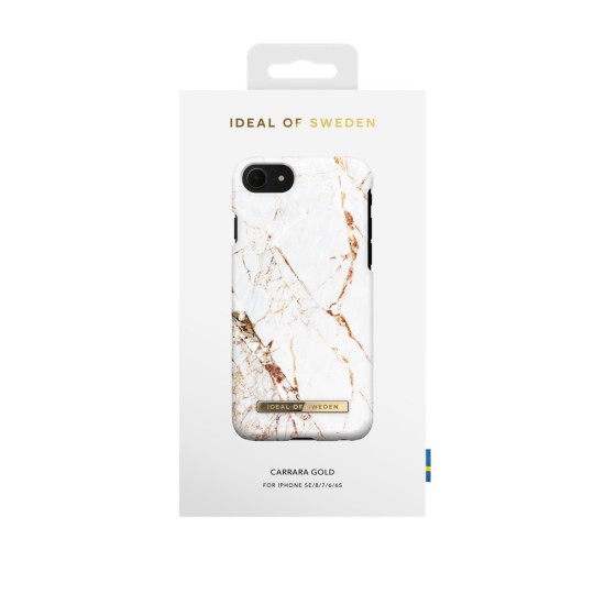 iDeal of Sweden Fashion CA16 Back Case priekš Apple iPhone 7 / 8 / SE2 (2020) / SE3 (2022) - Carrara Gold - plastikāta aizmugures apvalks ar iebūvētu metālisku plāksni / bampers-vāciņš