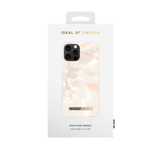 iDeal of Sweden Fashion SS21 Back Case priekš Apple iPhone 12 / 12 Pro - Rose Pearl Marble - plastikāta aizmugures apvalks ar iebūvētu metālisku plāksni / bampers-vāciņš