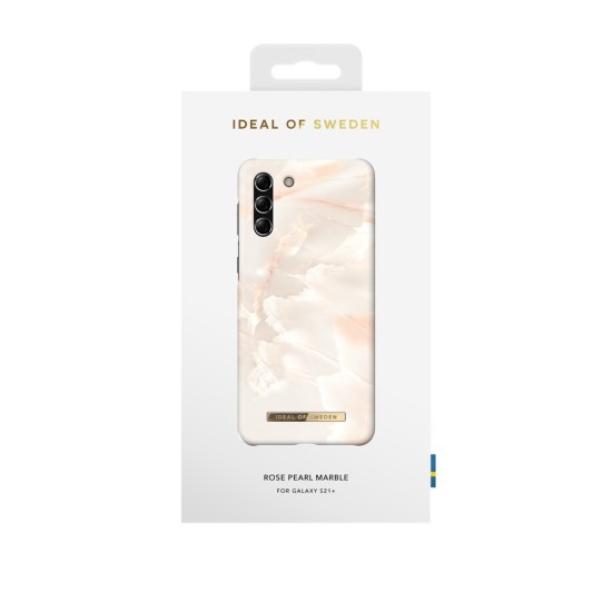 iDeal of Sweden Fashion SS21 Back Case priekš Samsung Galaxy S21 Plus G996 - Rose Pearl Marble - plastikāta aizmugures apvalks ar iebūvētu metālisku plāksni / bampers-vāciņš