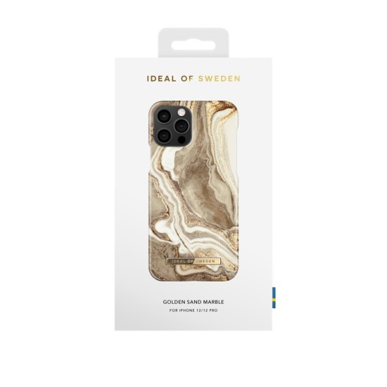 iDeal of Sweden Fashion GM19 Back Case priekš Apple iPhone 12 / 12 Pro - Golden Sand Marble - plastikāta aizmugures apvalks ar iebūvētu metālisku plāksni / bampers-vāciņš