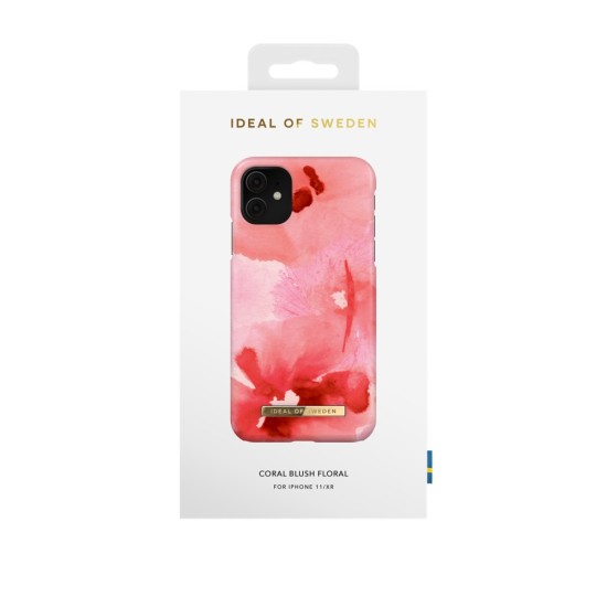 iDeal of Sweden Fashion SS21 Back Case priekš Apple iPhone 11 - Coral Blush Floral - plastikāta aizmugures apvalks ar iebūvētu metālisku plāksni / bampers-vāciņš