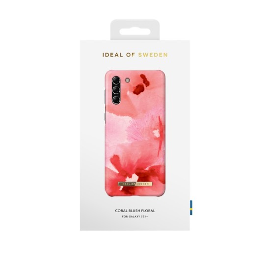 iDeal of Sweden Fashion SS21 Back Case priekš Samsung Galaxy S21 Plus G996 - Coral Blush Floral - plastikāta aizmugures apvalks ar iebūvētu metālisku plāksni / bampers-vāciņš
