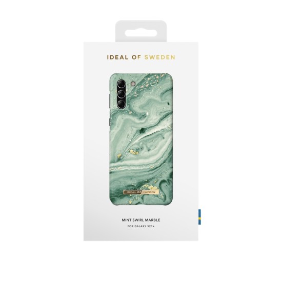 iDeal of Sweden Fashion SS21 Back Case priekš Samsung Galaxy S21 Plus G996 - Mint Swirl Marble - plastikāta aizmugures apvalks ar iebūvētu metālisku plāksni / bampers-vāciņš