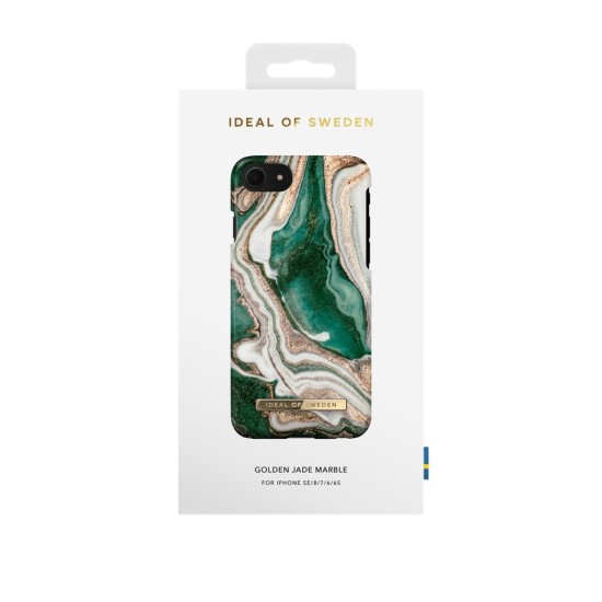 iDeal of Sweden Fashion AW18 Back Case priekš Apple iPhone 7 / 8 / SE2 (2020) / SE3 (2022) - Golden Jade Marble - plastikāta aizmugures apvalks ar iebūvētu metālisku plāksni / bampers-vāciņš
