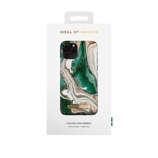 iDeal of Sweden Fashion AW18 Back Case priekš Apple iPhone 11 Pro - Golden Jade Marble - plastikāta aizmugures apvalks ar iebūvētu metālisku plāksni / bampers-vāciņš