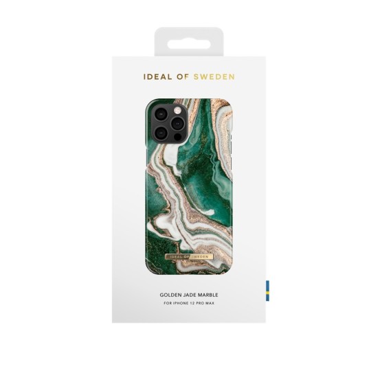 iDeal of Sweden Fashion AW18 Back Case priekš Apple iPhone 12 Pro Max - Golden Jade Marble - plastikāta aizmugures apvalks ar iebūvētu metālisku plāksni / bampers-vāciņš