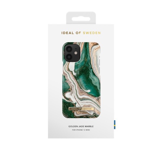 iDeal of Sweden Fashion AW18 Back Case priekš Apple iPhone 12 mini - Golden Jade Marble - plastikāta aizmugures apvalks ar iebūvētu metālisku plāksni / bampers-vāciņš