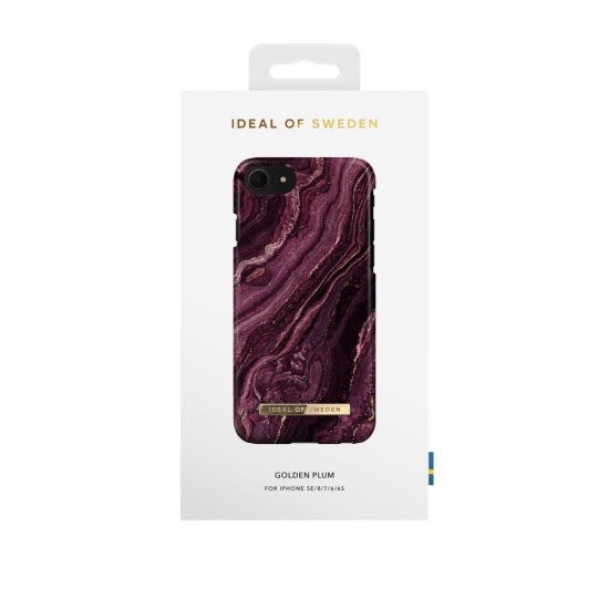 iDeal of Sweden Fashion AW20 Back Case priekš Apple iPhone 7 / 8 / SE2 (2020) / SE3 (2022) - Golden Plum - plastikāta aizmugures apvalks ar iebūvētu metālisku plāksni / bampers-vāciņš