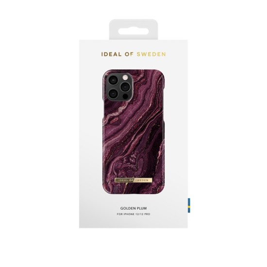 iDeal of Sweden Fashion AW20 Back Case priekš Apple iPhone 12 / 12 Pro - Golden Plum - plastikāta aizmugures apvalks ar iebūvētu metālisku plāksni / bampers-vāciņš