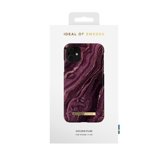 iDeal of Sweden Fashion AW20 Back Case priekš Apple iPhone 11 - Golden Plum - plastikāta aizmugures apvalks ar iebūvētu metālisku plāksni / bampers-vāciņš