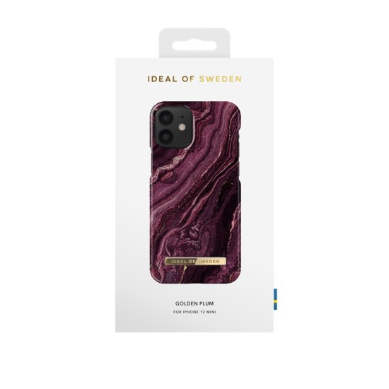 iDeal of Sweden Fashion AW20 Back Case priekš Apple iPhone 12 mini - Golden Plum - plastikāta aizmugures apvalks ar iebūvētu metālisku plāksni / bampers-vāciņš