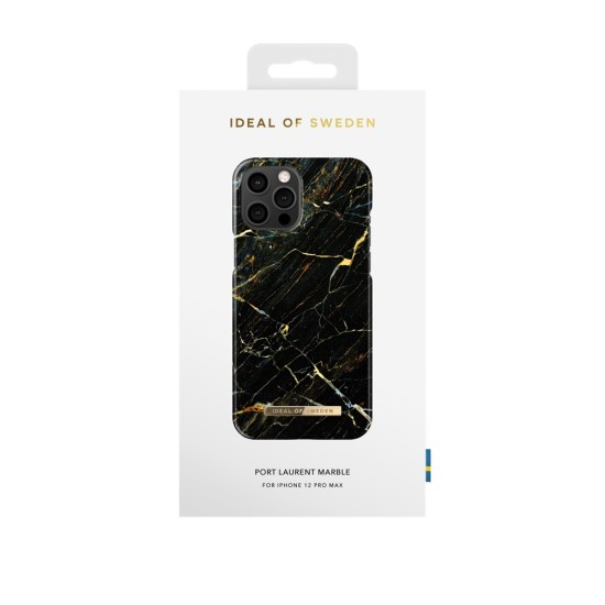 iDeal of Sweden Fashion CA16 Back Case priekš Apple iPhone 12 Pro Max - Port Laurent Marble - plastikāta aizmugures apvalks ar iebūvētu metālisku plāksni / bampers-vāciņš
