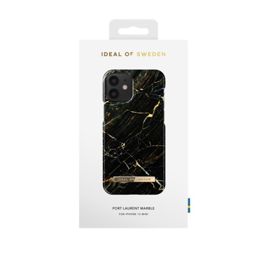 iDeal of Sweden Fashion CA16 Back Case priekš Apple iPhone 12 mini - Port Laurent Marble - plastikāta aizmugures apvalks ar iebūvētu metālisku plāksni / bampers-vāciņš