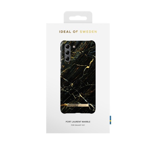 iDeal of Sweden Fashion CA16 Back Case priekš Samsung Galaxy S21 G991 - Port Laurent Marble - plastikāta aizmugures apvalks ar iebūvētu metālisku plāksni / bampers-vāciņš