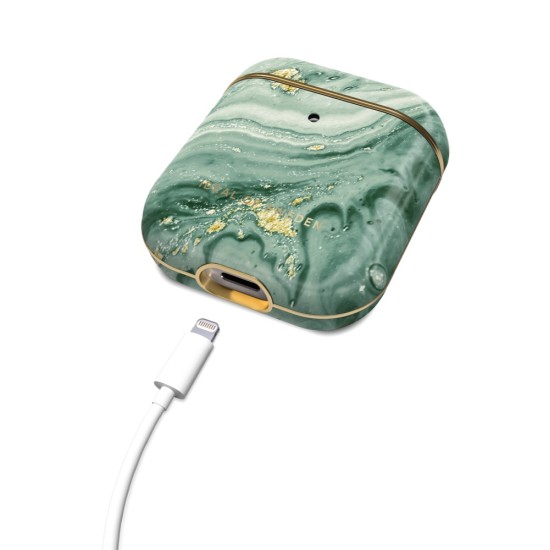 iDeal of Sweden Fashion Case priekš Apple Airpods - Mint Swirl Marble - plastikāta apvalks bezvadu austiņu lādēšanas ierīcei