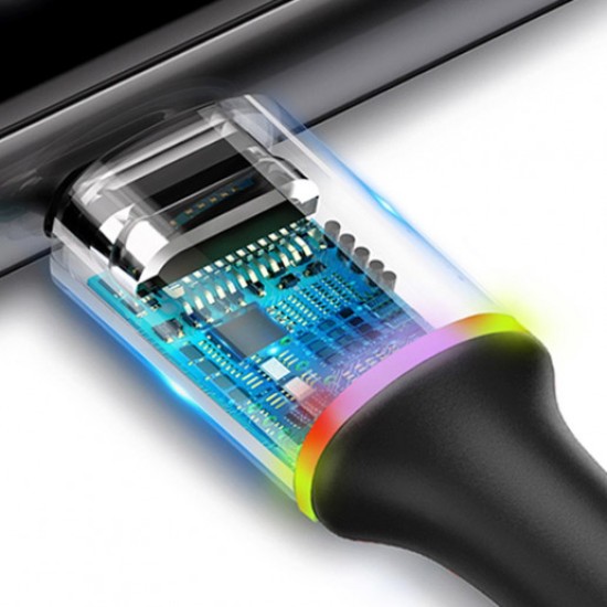 Baseus 0.5M Halo 3A USB to Micro USB cable - Melns - microUSB lādēšanas un datu kabelis / vads