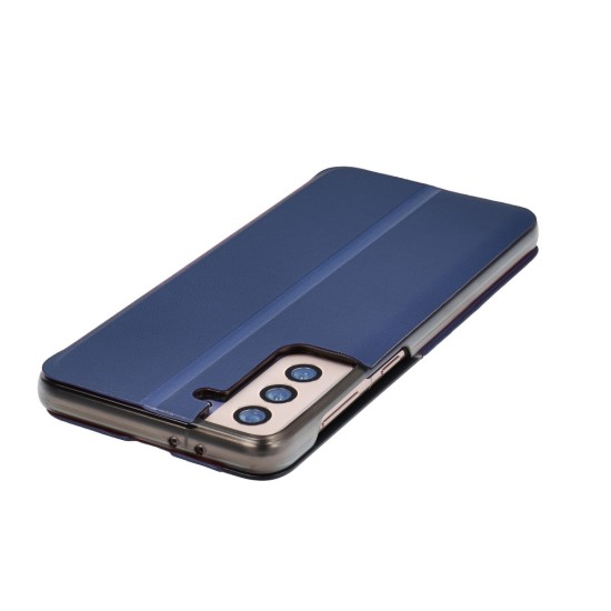 Smart View Window Wake / Sleep Book Case priekš Samsung Galaxy S21 Ultra G998 - Zils - sāniski atverams maciņš ar lodziņu / grāmatveida maks