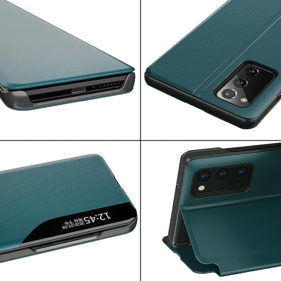 Smart View Window Wake / Sleep Book Case priekš Samsung Galaxy S21 G991 - Zaļš - sāniski atverams maciņš ar lodziņu / grāmatveida maks