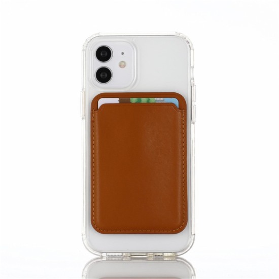 PU Leather Card Holder with MagSafe - Коричневый - держатель для кредитных карт из искусственой кожи с магнитом