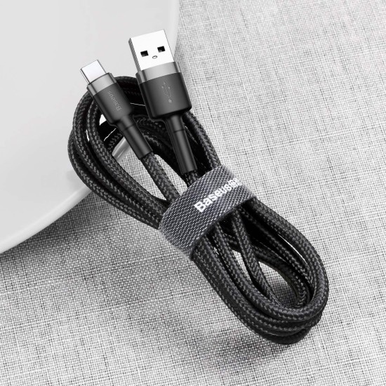 Baseus 1M Cafule 3A USB to Type-C cable - Чёрный - USB-C дата кабель / провод для зарядки