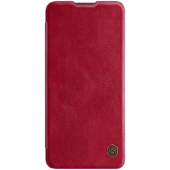 NILLKIN Qin Series Card Holder Leather Flip Case priekš Samsung Galaxy A32 4G A325 - Sarkans - sāniski atverams maciņš (ādas maks, grāmatiņa, leather book wallet case cover)