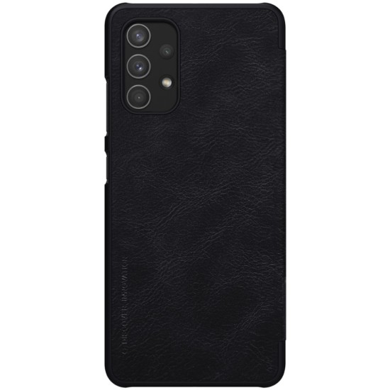 NILLKIN Qin Series Card Holder Leather Flip Case priekš Samsung Galaxy A32 4G A325 - Melns - sāniski atverams maciņš (ādas maks, grāmatiņa, leather book wallet case cover)