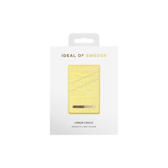iDeal of Sweden Atelier SS21 Magnetic Card Holder - Lemon Croco - mākslīgās ādas kredītkaršu turētājs ar magnētu