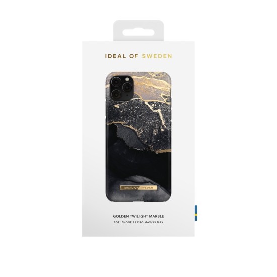 iDeal of Sweden Fashion AW21 Back Case priekš Apple iPhone 11 Pro Max - Golden Twilight Marble - plastikāta aizmugures apvalks ar iebūvētu metālisku plāksni / bampers-vāciņš