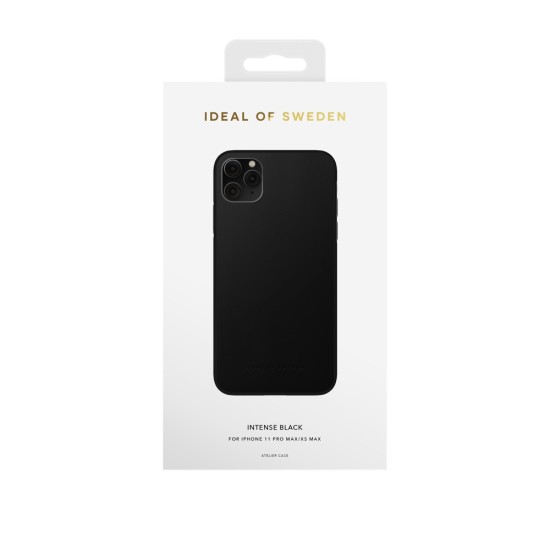 iDeal of Sweden Atelier AW21 Back Case priekš Apple iPhone 11 Pro Max - Intense Black - mākslīgās ādas aizmugures apvalks ar iebūvētu metālisku plāksni / bampers-vāciņš