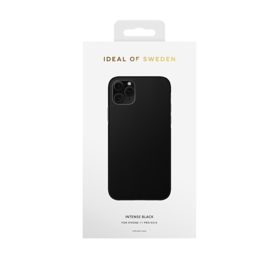 iDeal of Sweden Atelier AW21 Back Case priekš Apple iPhone 11 Pro - Intense Black - mākslīgās ādas aizmugures apvalks ar iebūvētu metālisku plāksni / bampers-vāciņš