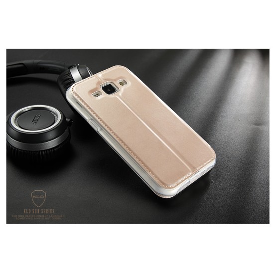Kalaideng Sun series priekš Samsung Galaxy J1 J100 - Balts - sāniski atverams maciņš ar lodziņu un stendu (ādas maks, grāmatiņa, leather book wallet case cover stand)