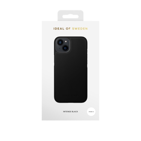 iDeal of Sweden Atelier AW21 Back Case priekš Apple iPhone 13 - Intense Black - mākslīgās ādas aizmugures apvalks ar iebūvētu metālisku plāksni / bampers-vāciņš